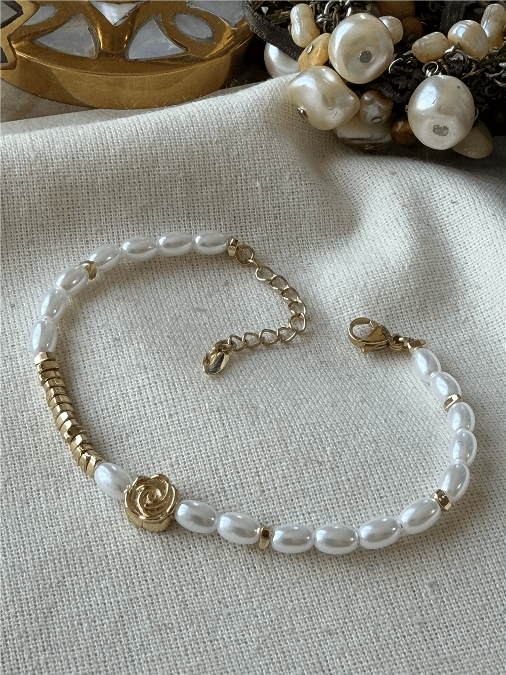 VIP 14K İncili Rose Bileklik