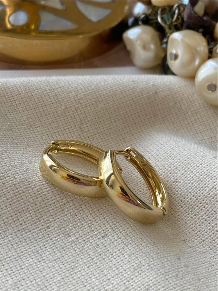 VIP 14K Kalın Küt Halka Küpe