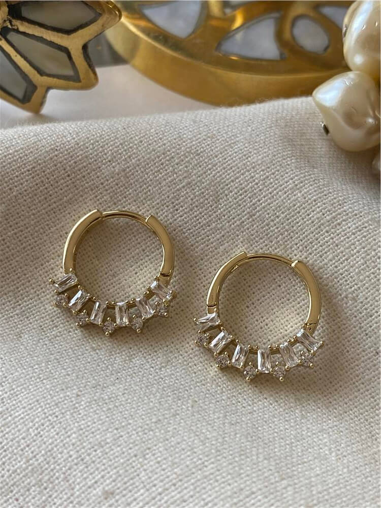 VIP 14K Kesme Taşlı Halka Küpe