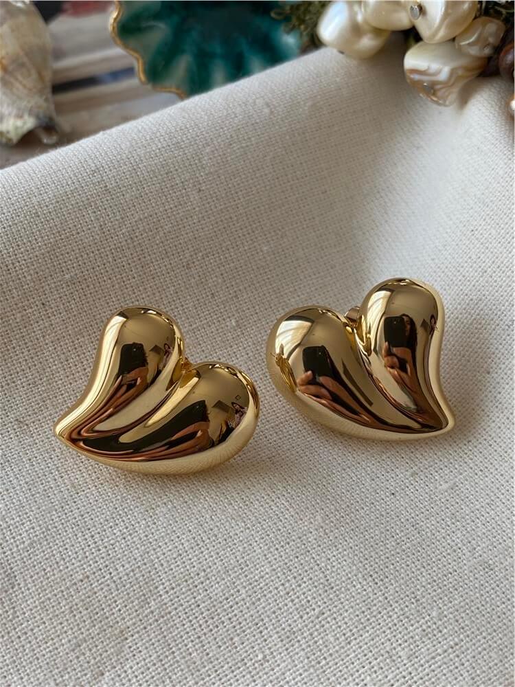 VIP 14K Kıvrımlı Bombe Kalp Küpe