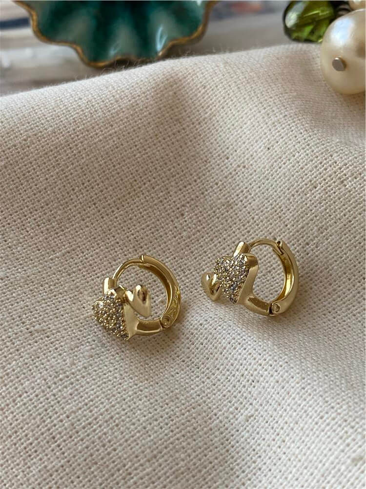 VIP 14K Mini Çift Kalp Küpe