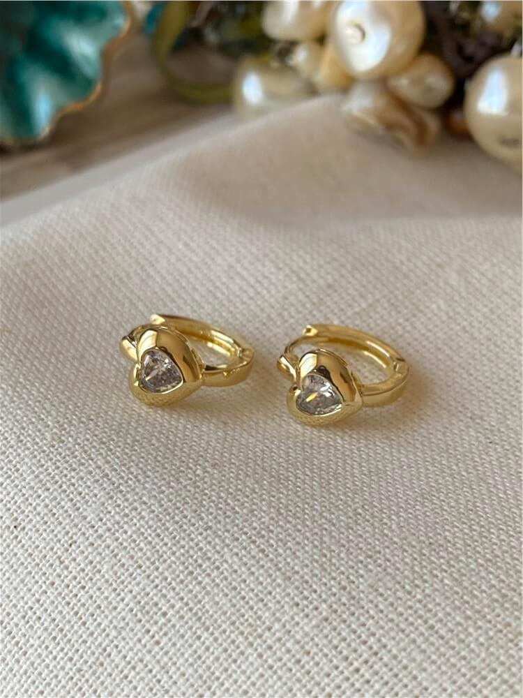VIP 14K Mini Kalpli Halka Küpe
