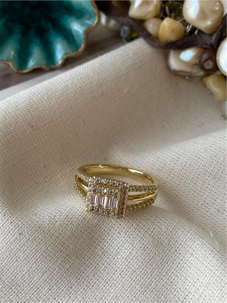 VIP 14K Mini Kare Zen Yüzük