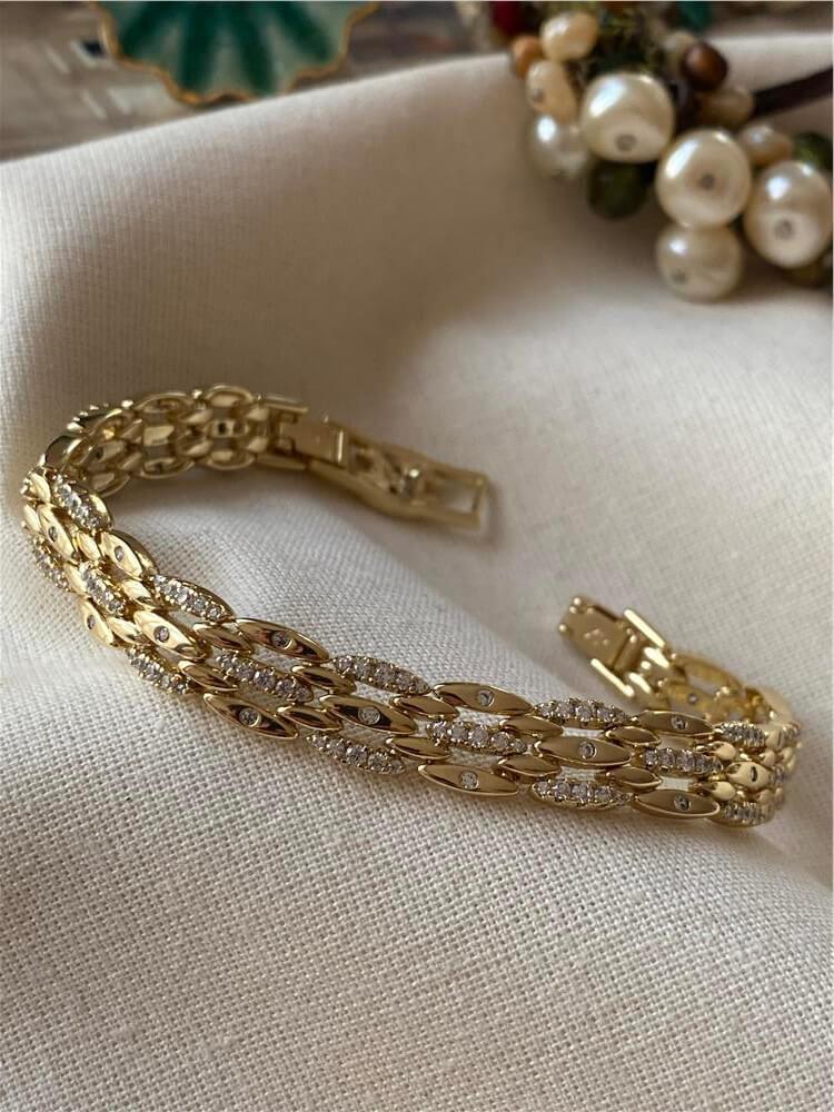 VIP 14K Mini Taş Detaylı Arpa Örme Bileklik