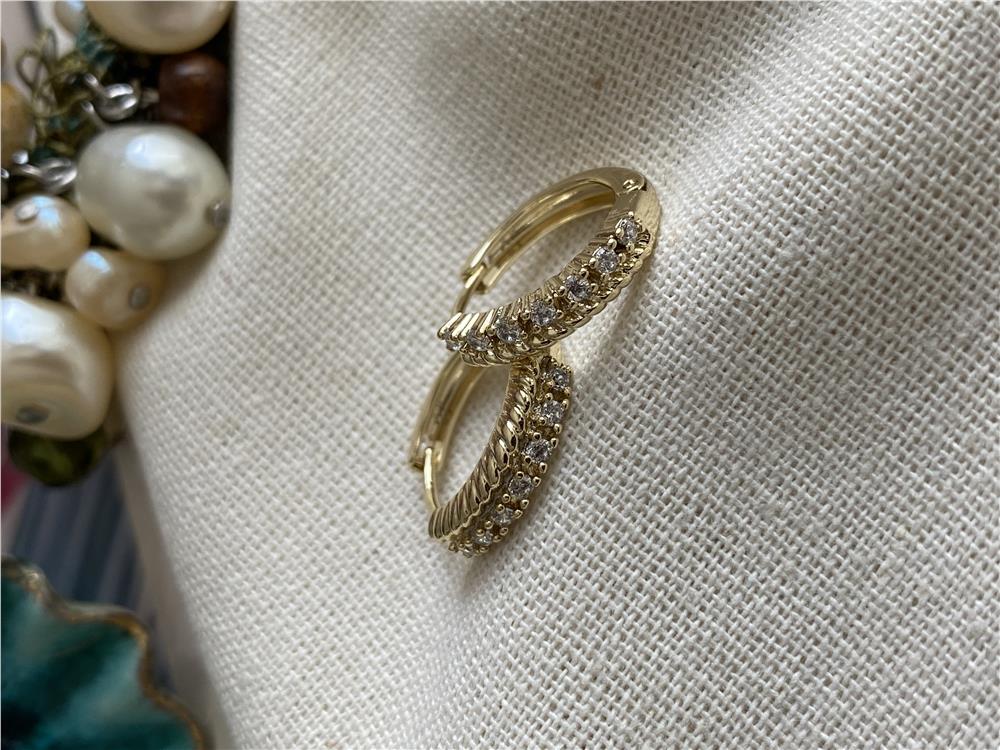 VIP 14K Mini Taşlı Halka Küpe