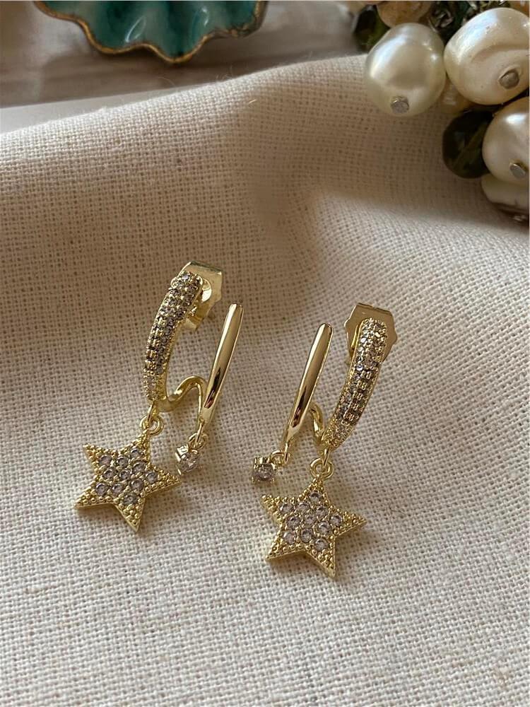 VIP 14K Mini Yıldız Sallantılı Küpe