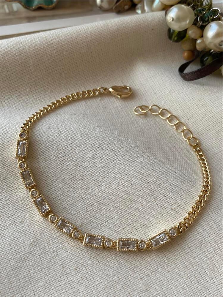 VIP 14K Minimal Taşlı Şekiller Bileklik