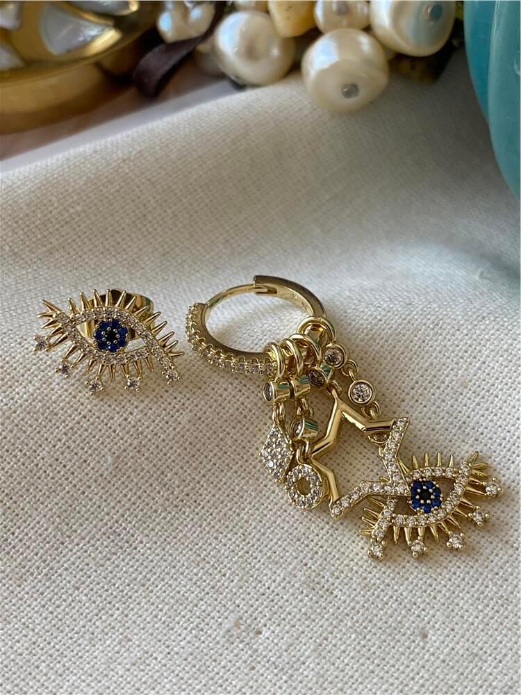 VIP 14K Nazar Göz Tasarım Küpe