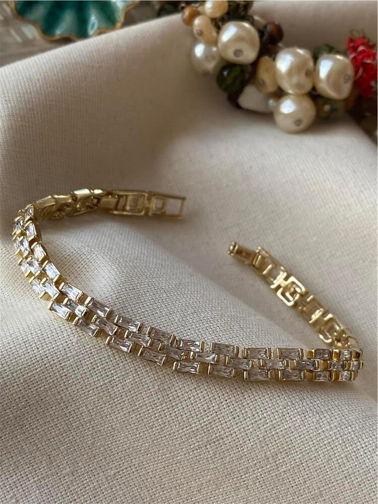 VIP 14K Örme Taşlar Bileklik