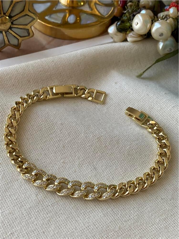 VIP 14K Ortası Taşlı Zincir Bileklik