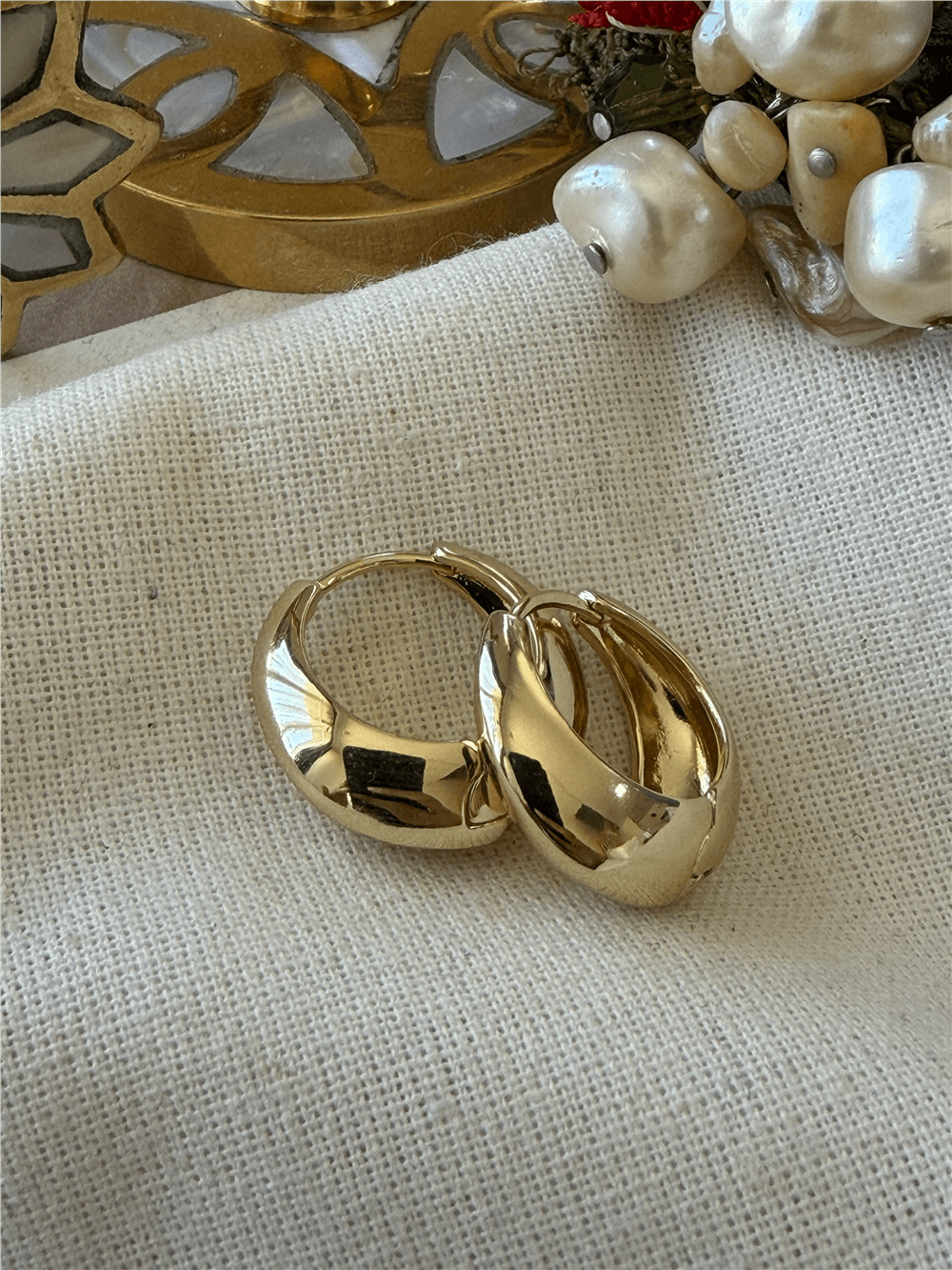 VIP 14K Oval Bombeli Küpe