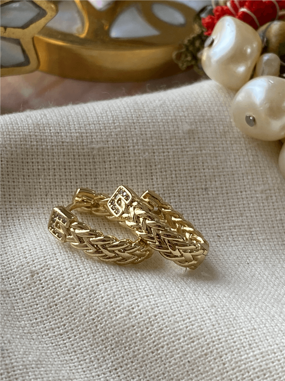 VIP 14K Oval Örgü Küpe