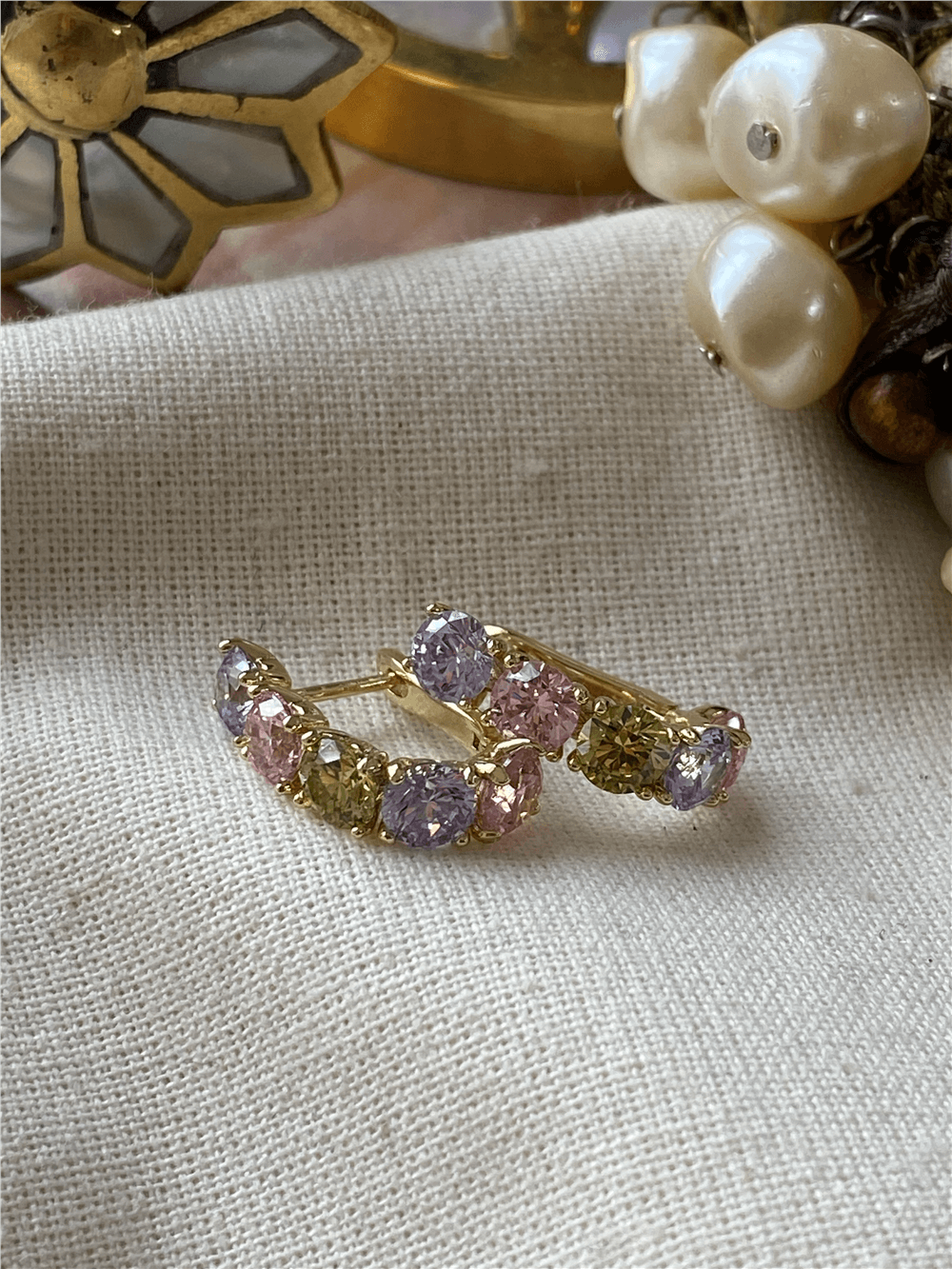 VIP 14K Pastel Taşlı Küpe