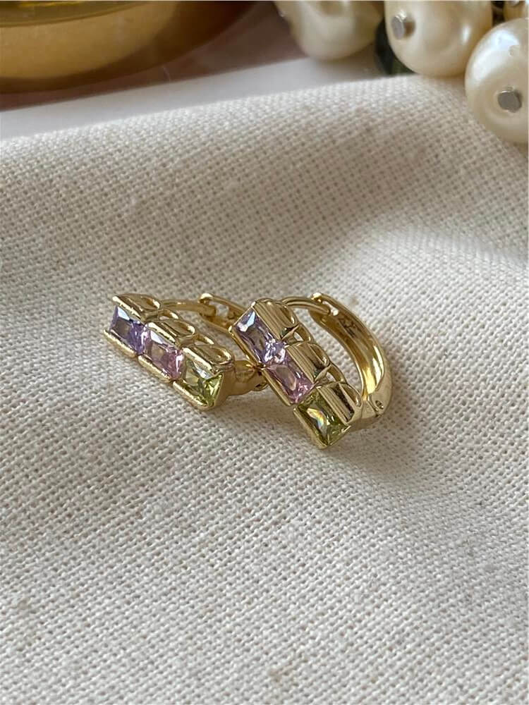 VIP 14K Pastel Taşlı Minik Küpe
