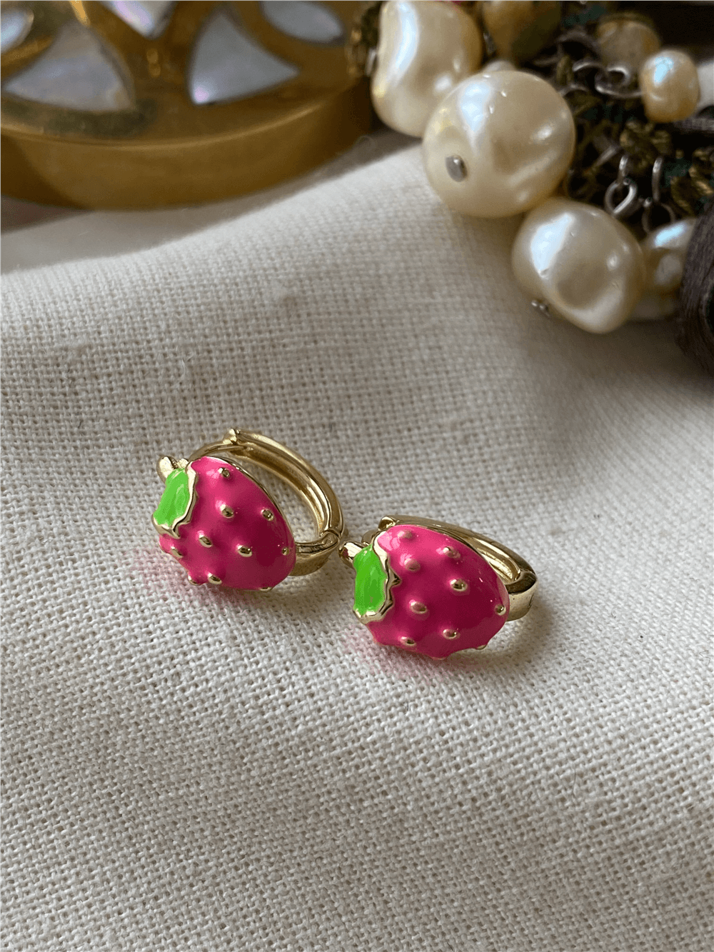 VIP 14K Pembe Çilek Küpe