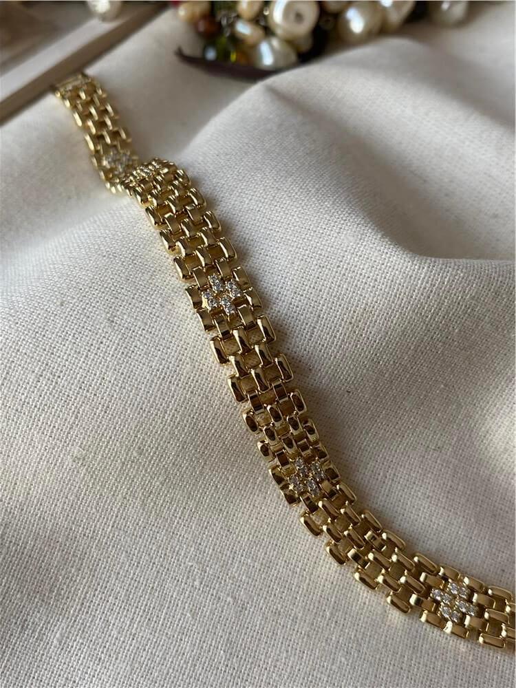 VIP 14K Plus Taşlı Örme Bileklik