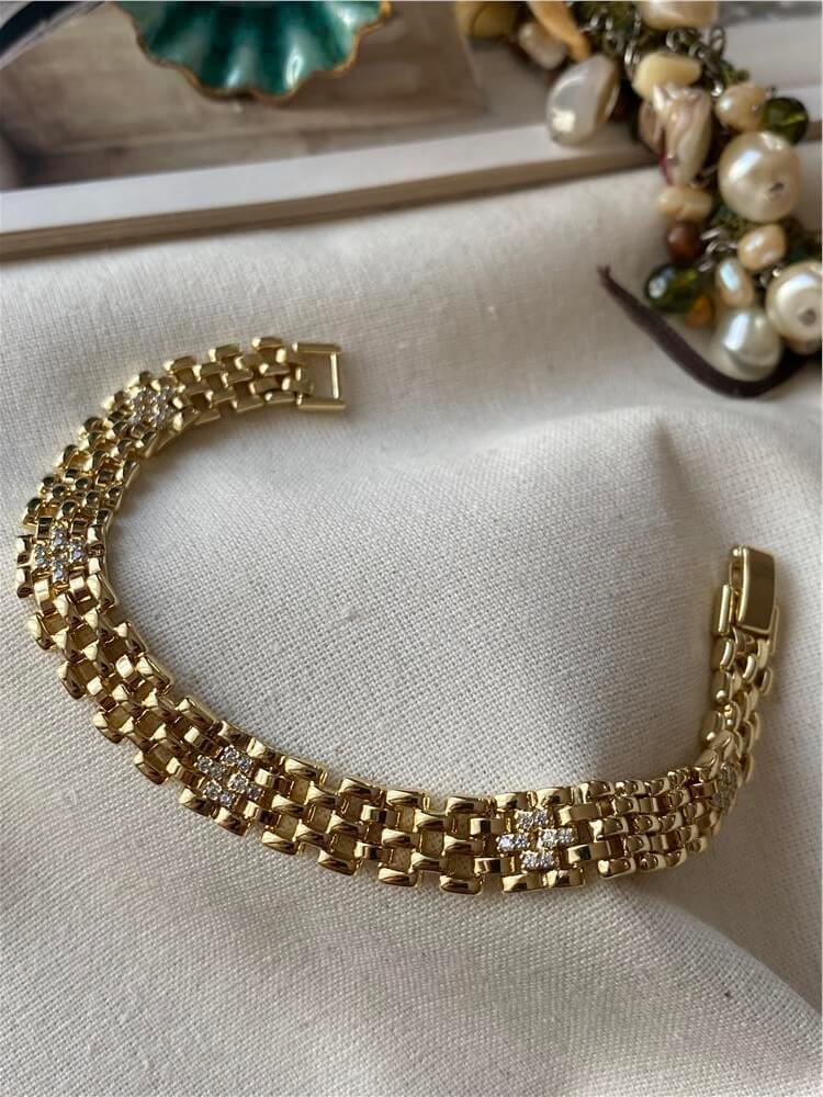 VIP 14K Plus Taşlı Örme Bileklik