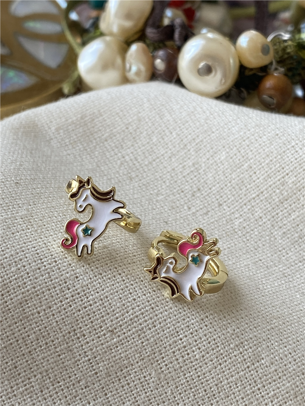 VIP 14K Renkli Minik Unicorn Küpe