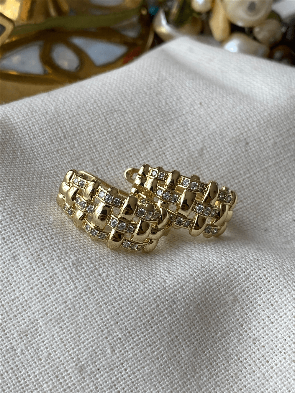 VIP 14K Sepet Örme Küpe