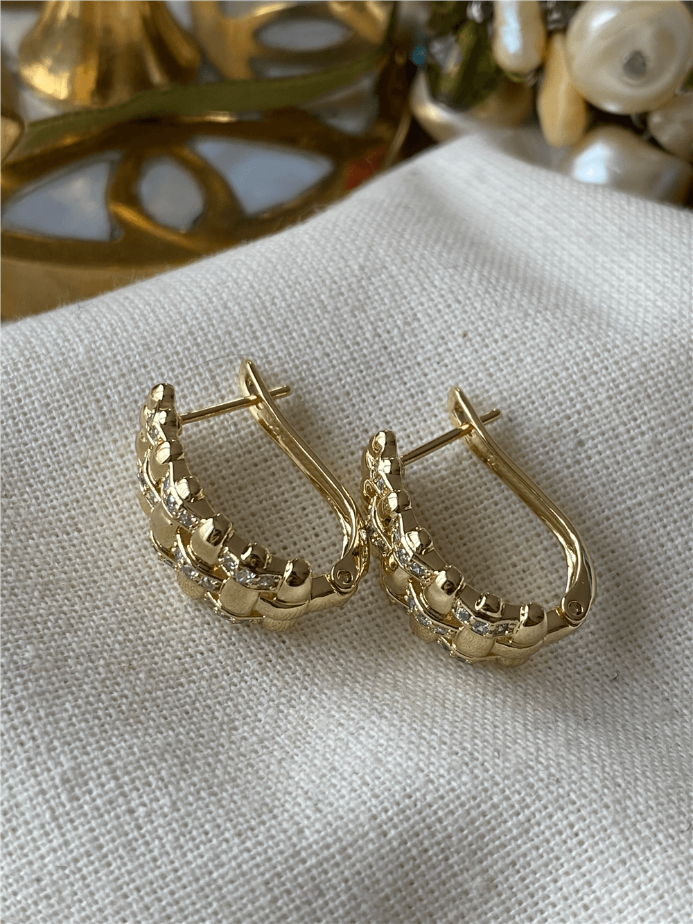 VIP 14K Sepet Örme Küpe