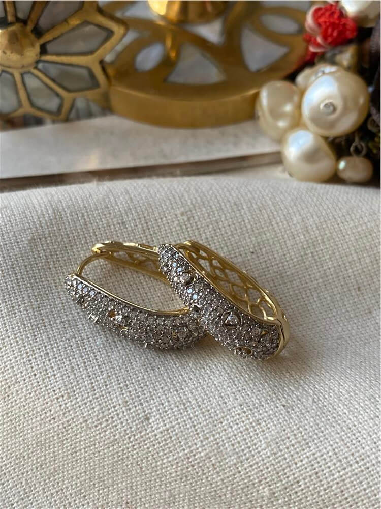 VIP 14K Silver Taşlı Badem Model Küpe