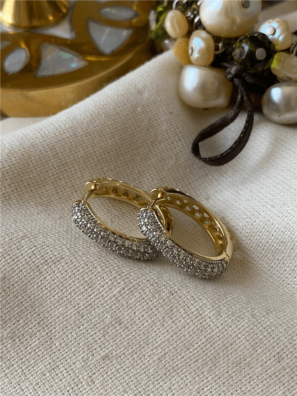 VIP 14K Silver Taşlı Kare Küpe