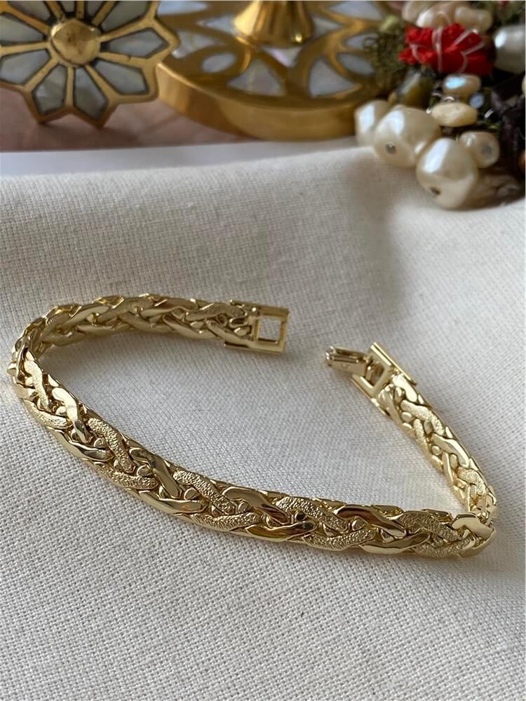 VIP 14K Simli Yassı Zincir Bileklik