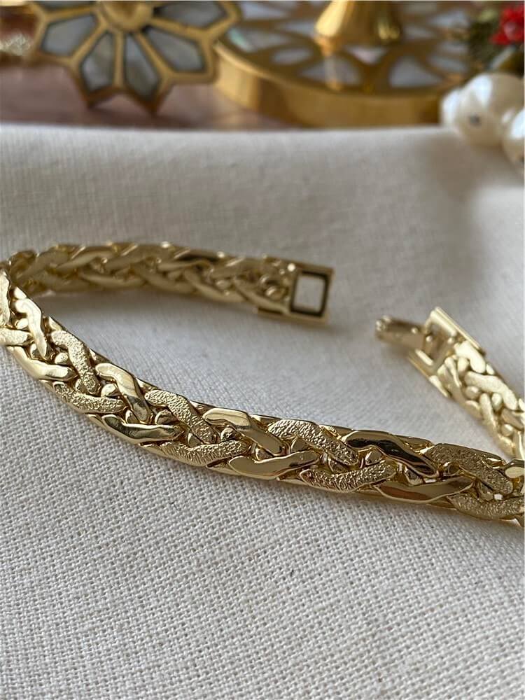 VIP 14K Simli Yassı Zincir Bileklik