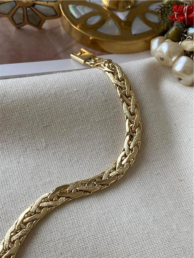 VIP 14K Simli Yassı Zincir Bileklik