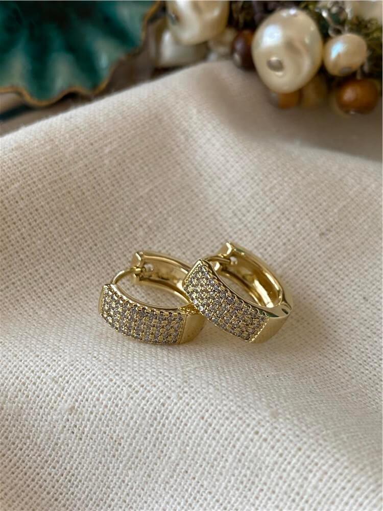 VIP 14K Taş Baskılı Mini Halka Küpe