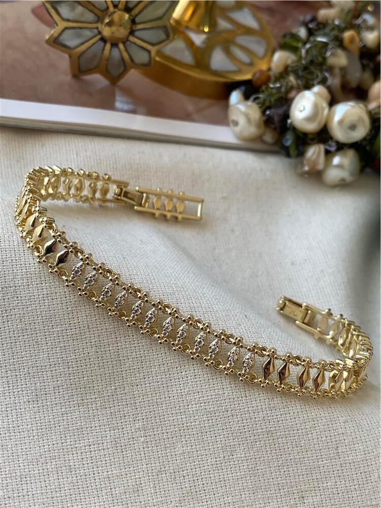 VIP 14K Taşlı Baklava Desenli Bileklik