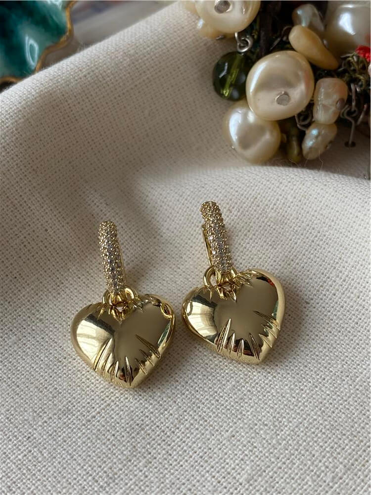 VIP 14K Taşlı Balon Kalp Küpe
