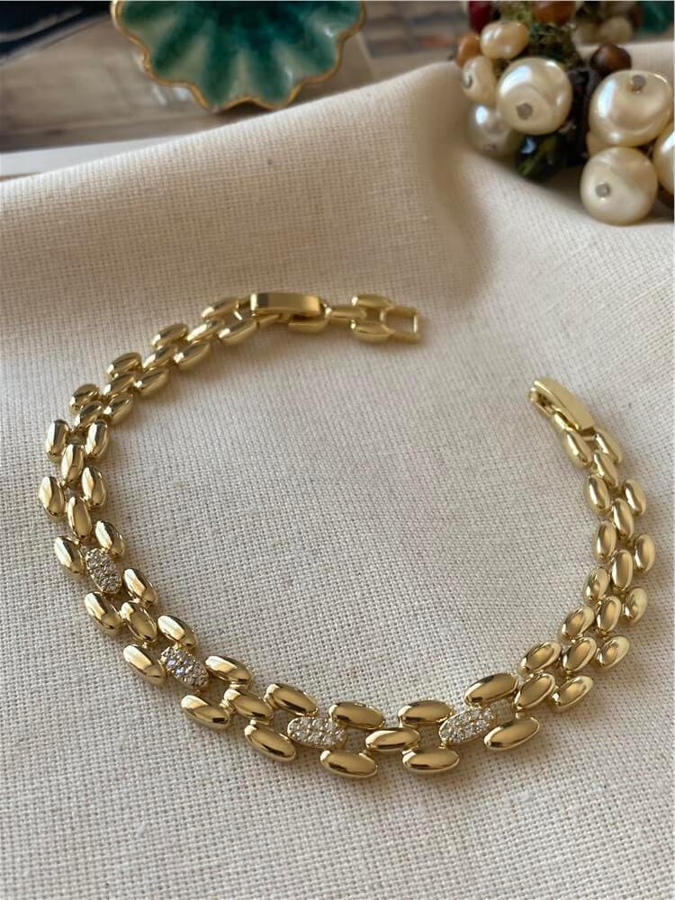 VIP 14K Taşlı Bombe Zincir Bileklik