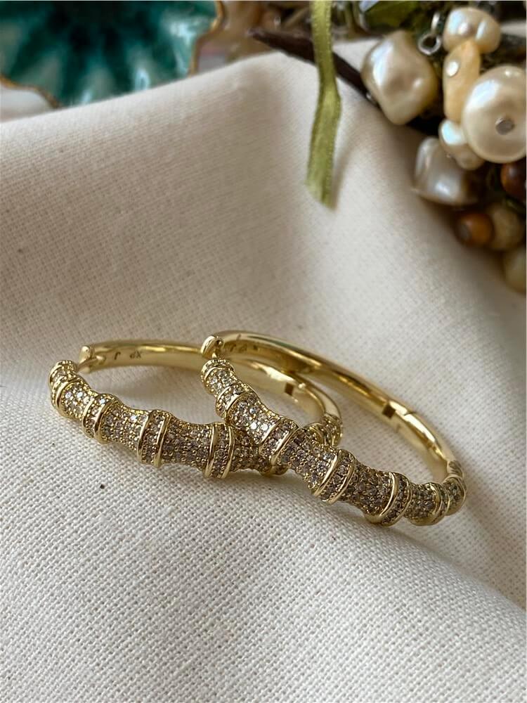 VIP 14K Taşlı Bone Halka Küpe