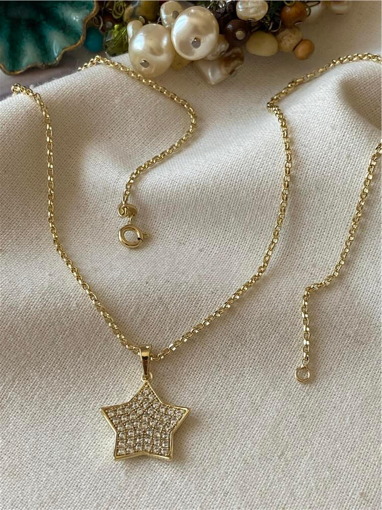 VIP 14K Taşlı Büyük Yıldız Kolye