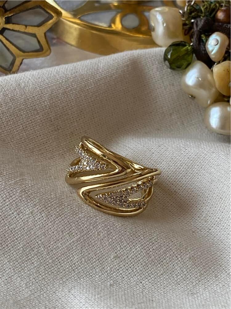 VIP 14K Taşlı Çift V Model Yüzük