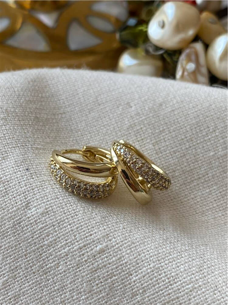 VIP 14K Taşlı Çiftli Model Küpe