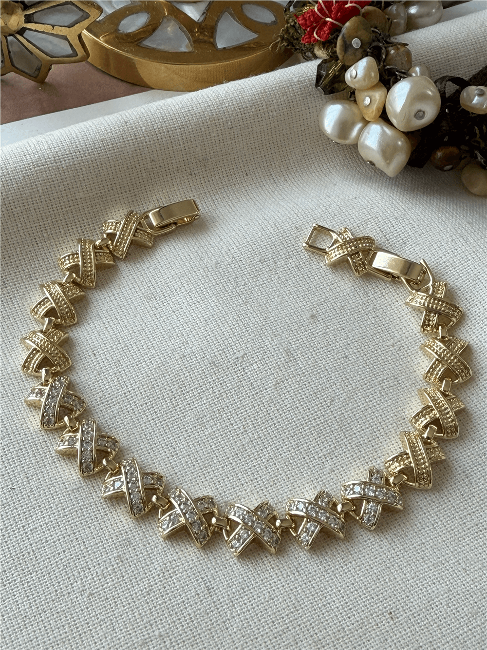 VIP 14K Taşlı Cross Bileklik