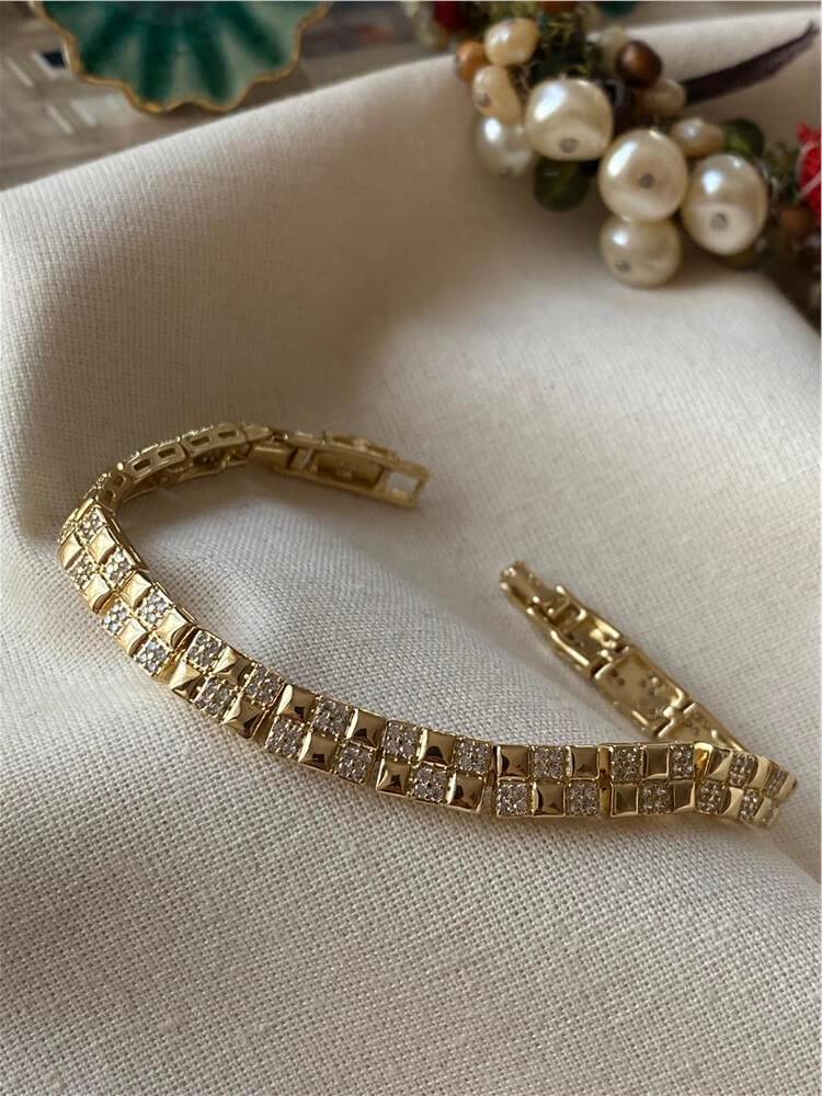 VIP 14K Taşlı Dama Model Bileklik