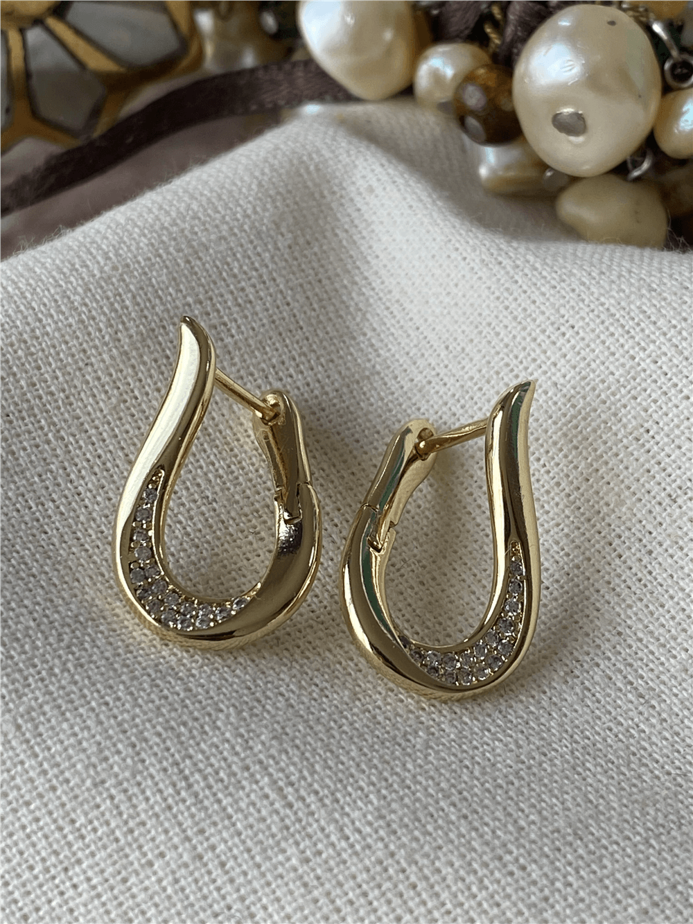 VIP 14K Taşlı Damla Tasarım Küpe