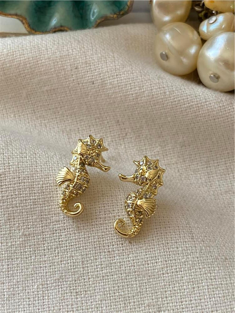 VIP 14K Taşlı Denizatı Küpe