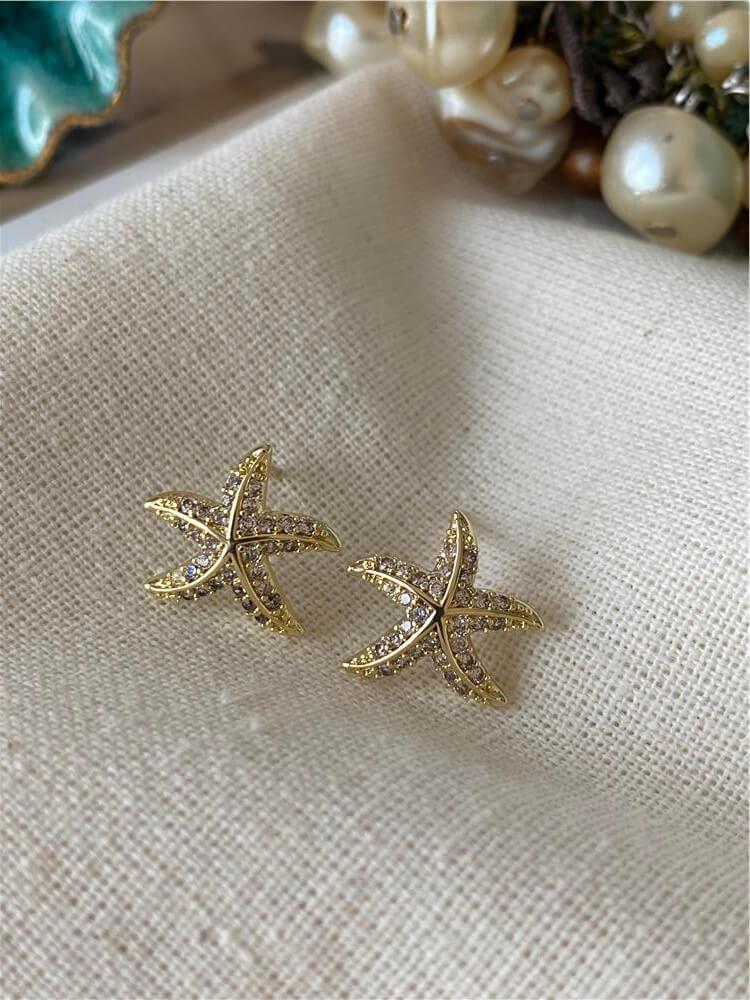 VIP 14K Taşlı Denizyıldızı Küpe