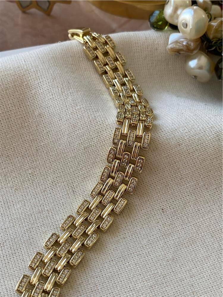 VIP 14K Taşlı Geniş Örme Bileklik
