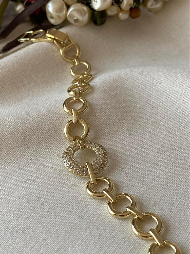 VIP 14K Taşlı Halka Detaylı Bileklik