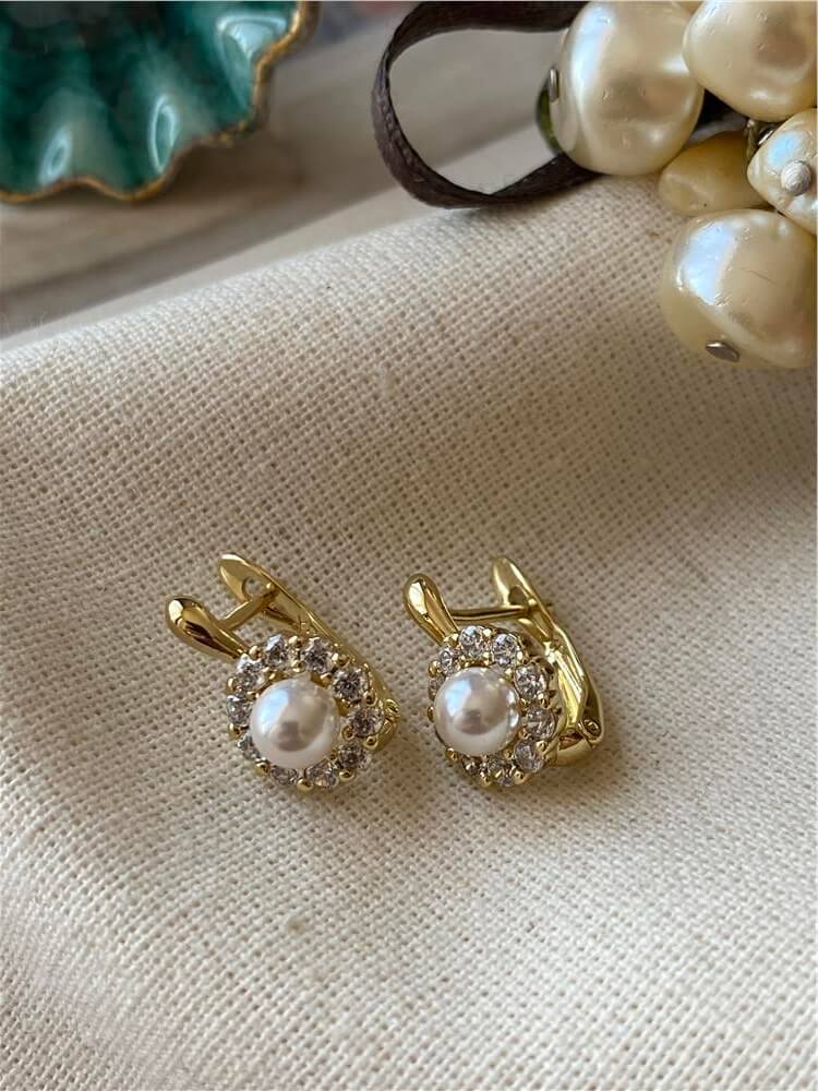 VIP 14K Taşlı İnci Küpe