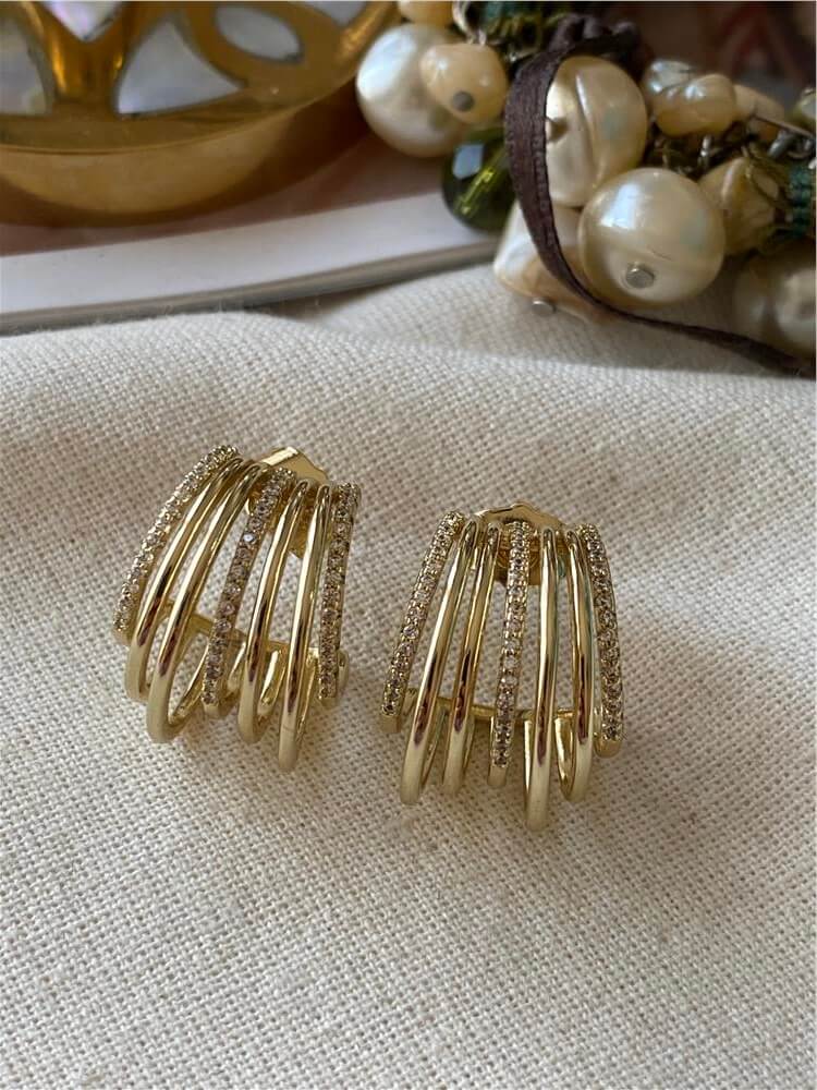 VIP 14K Taşlı Kaburga Küpe