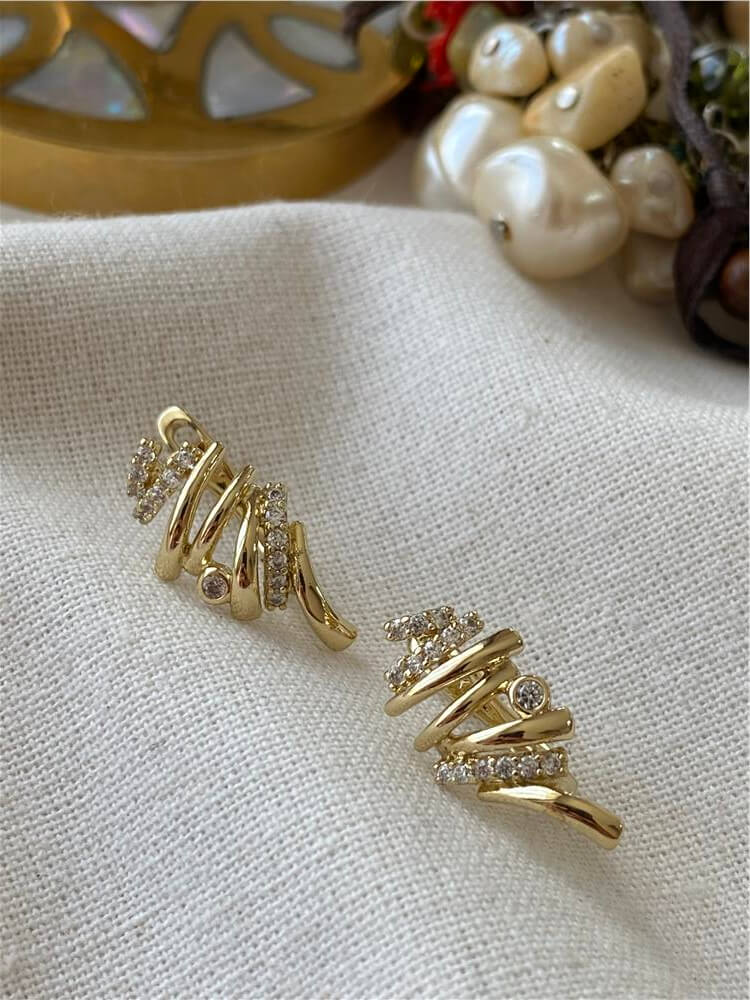 VIP 14K Taşlı Kaburga Model Küpe