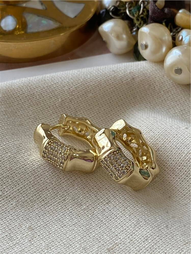 VIP 14K Taşlı Kalın Bone Küpe
