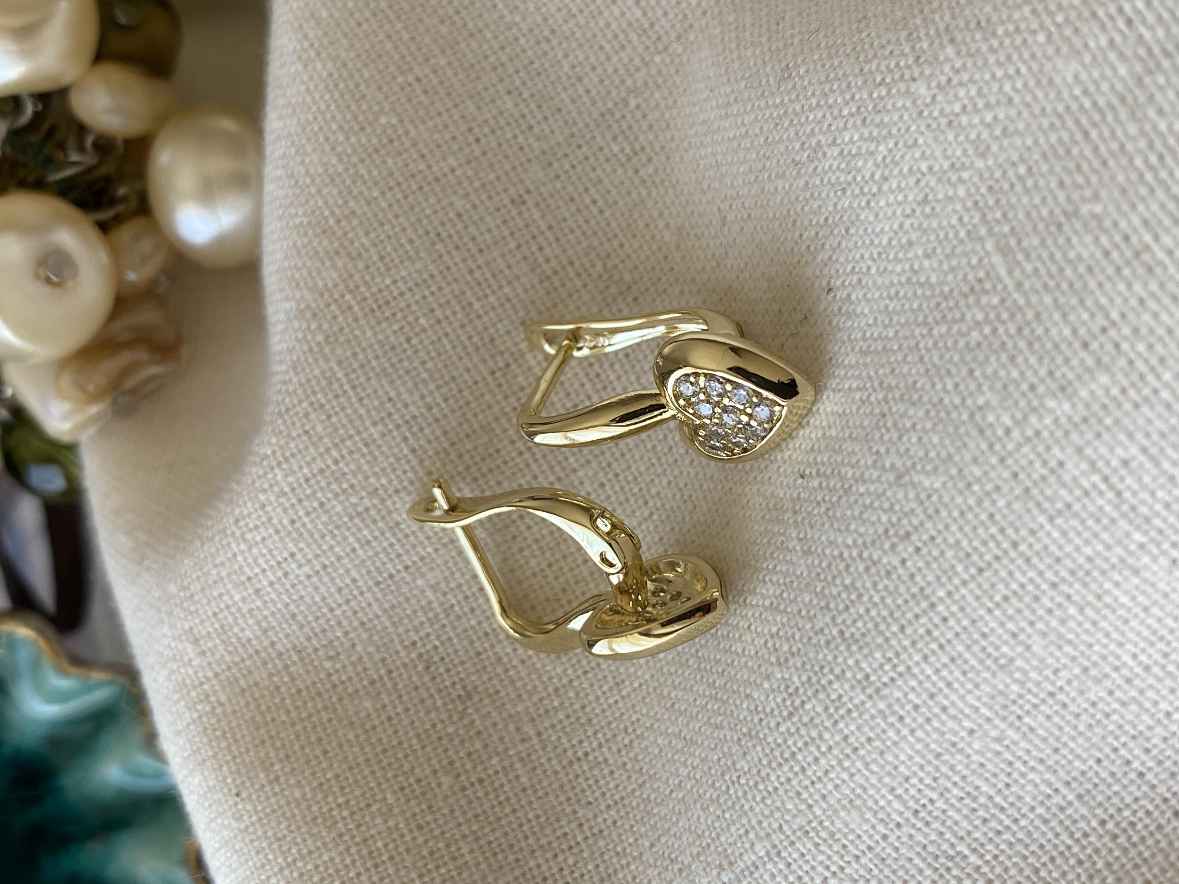 VIP 14K Taşlı Kalp Küpe