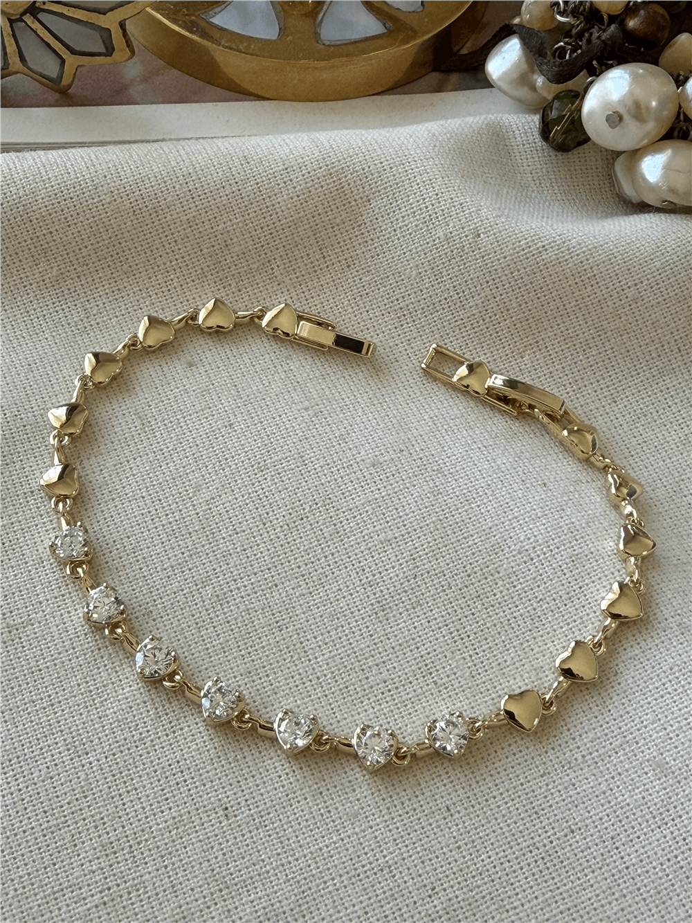 VIP 14K Taşlı Kalp Model Bileklik